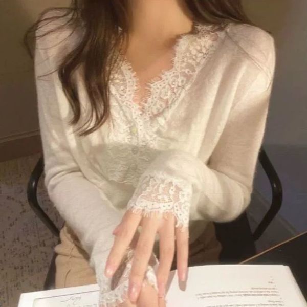 

women's t-shirt camisa fminina dupla fac com rnda dcot  v, blusa d manga longa  stilo strangiro, fina d outono primavra ihce, White