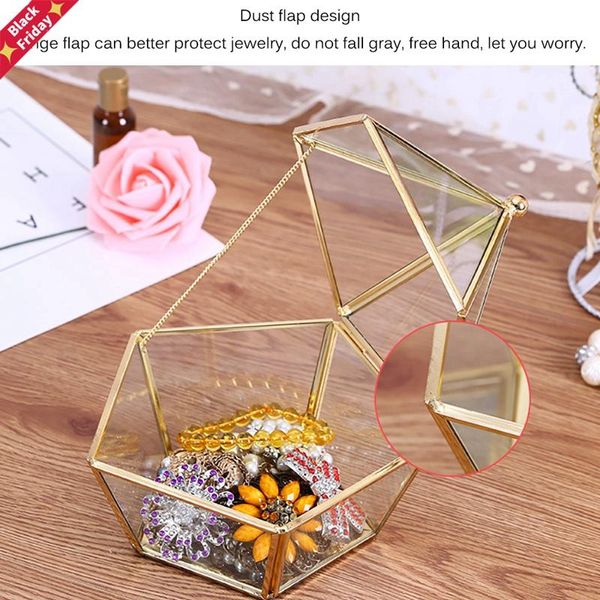 

personalized name wedding glass ring box custom bride groom jewelry holder pentagon geometric gift holders storage boxes & bins