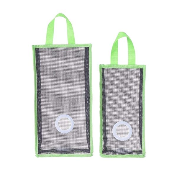 

hanging baskets set of 2 wall mount plastic bags holder grocery bag container pvc+pp saver mesh dispenser for ki