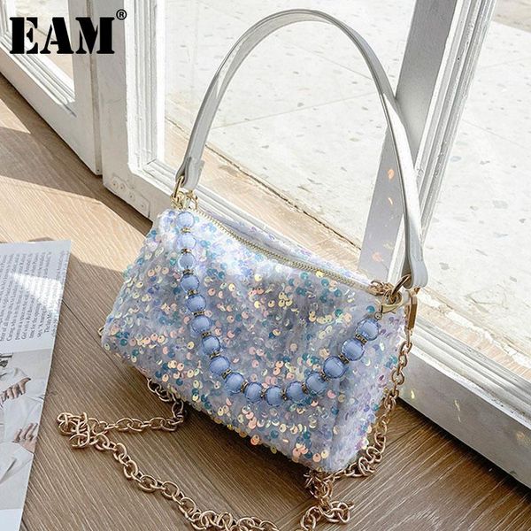 

evening bags [eam] women sequined beading chains handbag pu leather personality all-match crossbody shoulder bag fashion 2021 18a3910