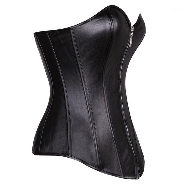 

bustiers & corsets black/red faux leather corset clubwear bustier lingerie zipper plus size waist cincher s-6xl, Black;white