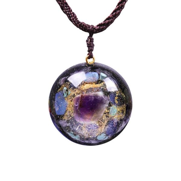 

pendant necklaces orgone energy amethyst meditation crystals orgonite necklace emf protection for a healthy body and planet, Silver