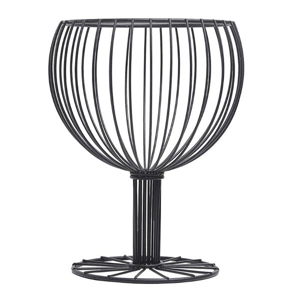

wine glass wrought iron snack storage basket tray dessert fruit sundries container creative bags