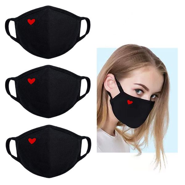 

cotton pure cold proof black heart pattern mask for men and women in autumn winter