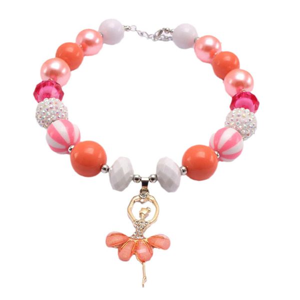 

girls necklaces pendants jewelry childrens accessories children's pink achry bead big b9252, Red;brown