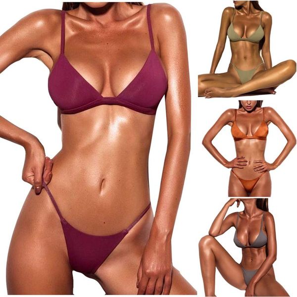 

women fashion bikini print two-piece swimsuit beachwear set one-piece suits