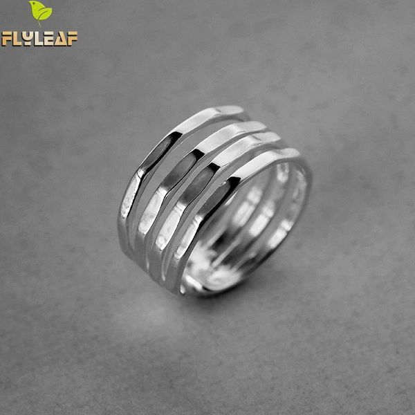 

flyleaf smooth multi-layer 925 sterling silver rings for women fashion jewelry femme open ring statement drop wholesale cluster, Golden;silver