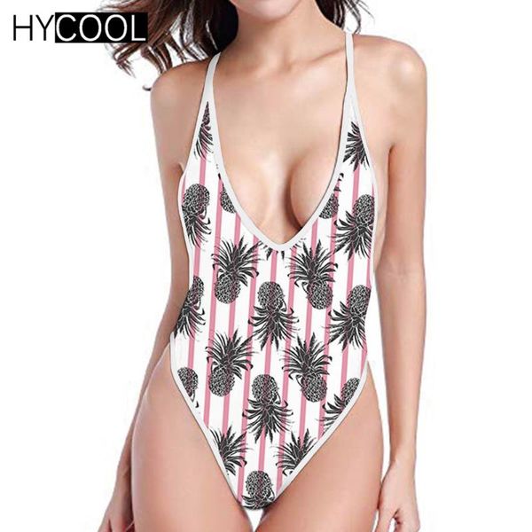 

one-piece suits hycool bathing suit women striped swimsuit bikini set fruit print swimming for