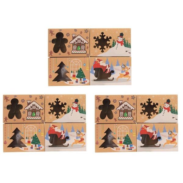 

gift wrap christmas kraft paper candy boxes merry cookie box clear window packaging bag party favor year decoration