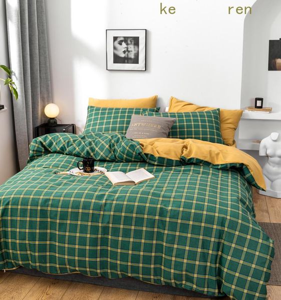 

bedding set  size ab side plaid bed sheets and pillowcases 100% cotton sets