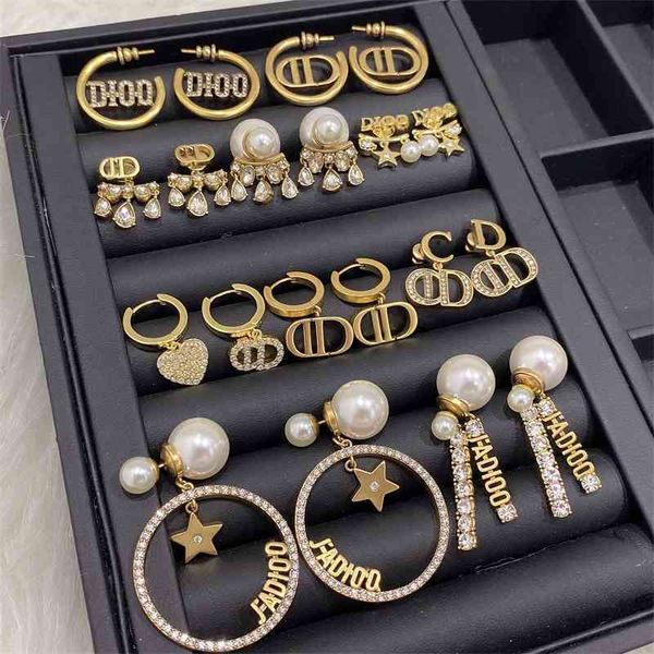 

special offer 75% off outlet online family new star same pearl earrings net red letter love pearl earrings female, Golden