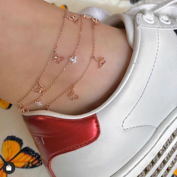 

anklets 3pcs/set vintage bohemian chain for women girls rhinestones butterfly pendant leg ankle anklet bracelet jewelry, Red;blue