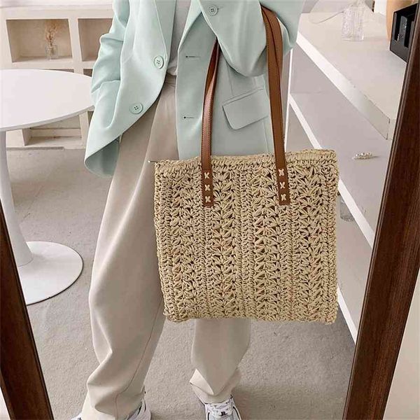 

tote 2021 new straw fashion hand woven women's simple korean single shoulder underarm bag