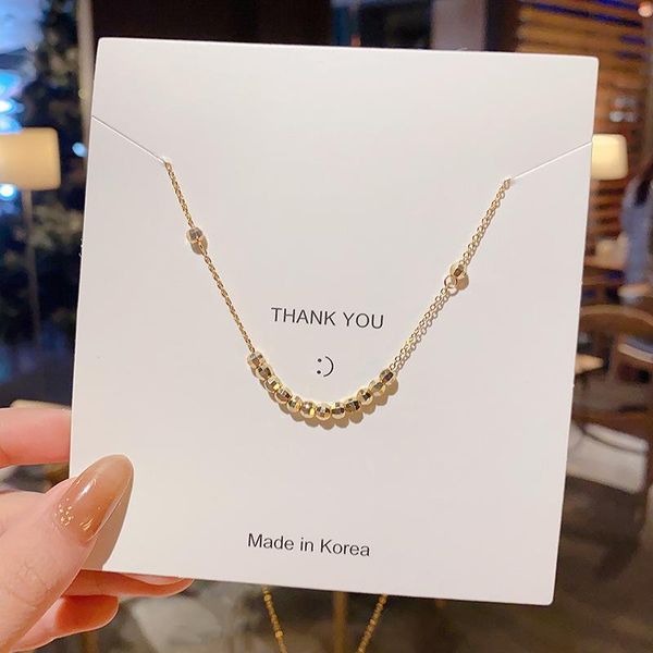 

chains light luxury vintage bead necklace female ins simple temperament titanium steel chain 2021 style cool breeze pendant, Silver