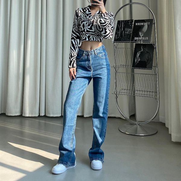 

women's jeans femme baggy mom boyfriend for women black pants high waisted stacked white donna vintage denim pantalon vaqueros y2k, Blue