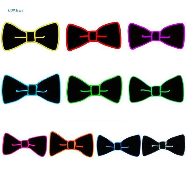 

bow ties men luminous led el wire tie adjustable glowing neon flashing light up necktie with switch controller party favors, Black;gray