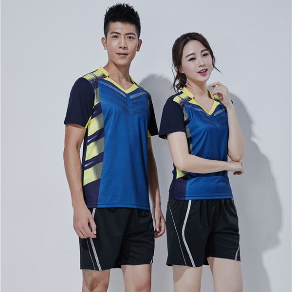 

badminton suit sports men's and women's suit new summer short sleeve quick drying breathable group purchase lettering ping pong su, Gray;blue