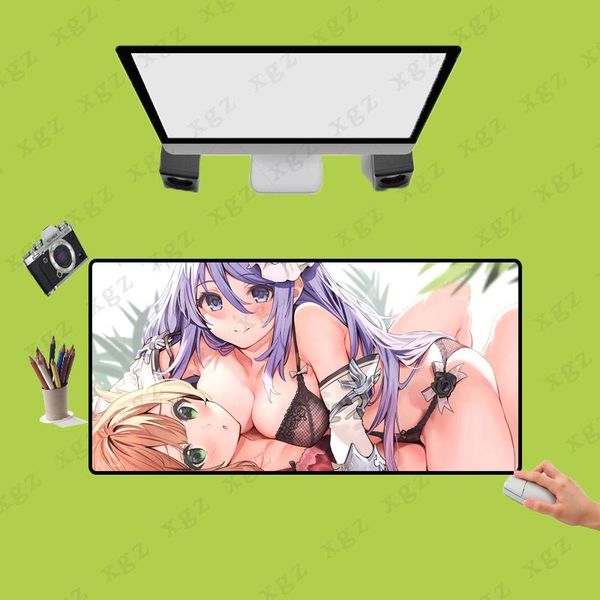 

mouse pads & wrist rests xgz large size pad black lock edge cartoon cute lappc table mat anime big breast girl non-slip universal x