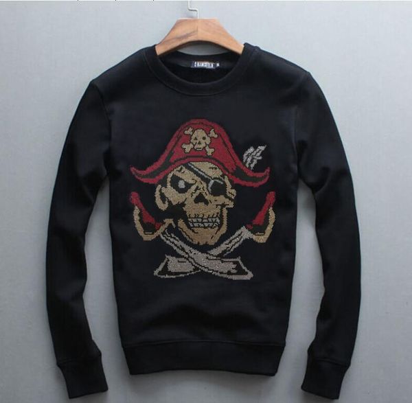 

men's summer casual sweatshirts drill style mens winter hoody fashion o neck long sleeve male diamond stone 02, Black