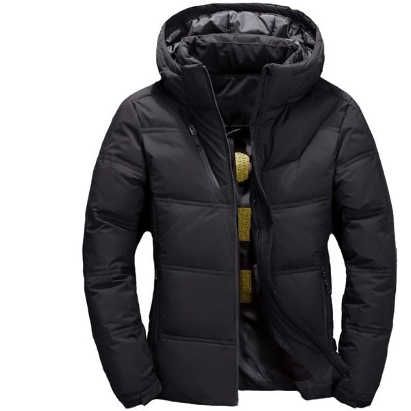 

2019 white duck men winter snow thick warm hooded coats overcoat casual windbreaker et male down parkas, Black