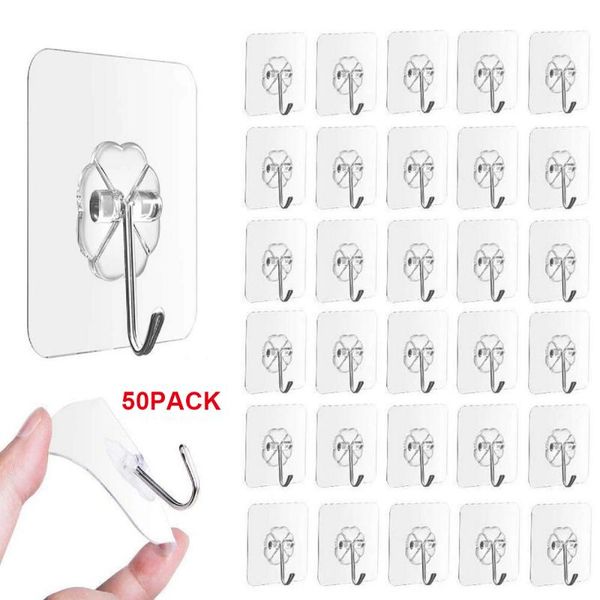 

10/20/50/100pcs wall hooks strong transparent suction cup sucker kitchen bathroom use adhesive hook door traceless organizer & rails