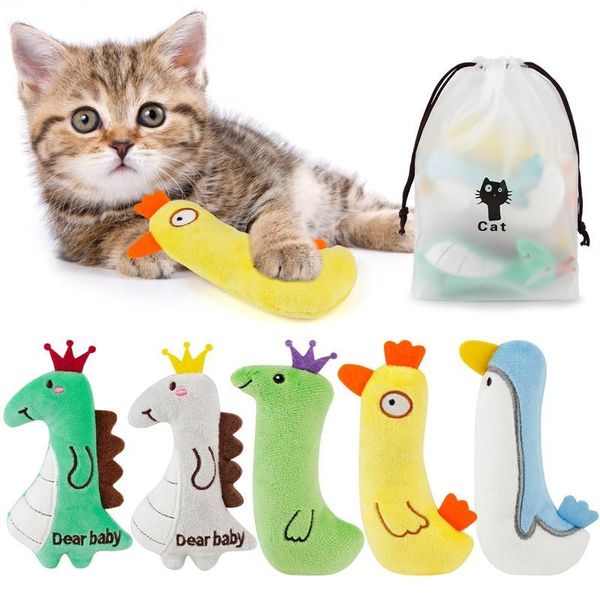 

cat toys 5pcs/set catnip interactive plush cartoon shaped toy for kitten funny chewing playing supplies dropshiping