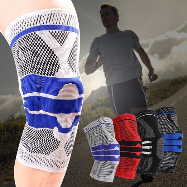 

elbow & knee pads 1/2 pcs patella protector brace silicone spring pad basketball running compression sleeve support sports kneepads, Black;gray