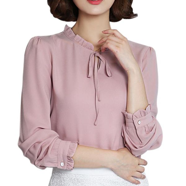 

women's blouses & shirts 2021 fashion korean long sleeve button office lady shirt blouse autumn women solid slim hollow work s-3xl plus, White