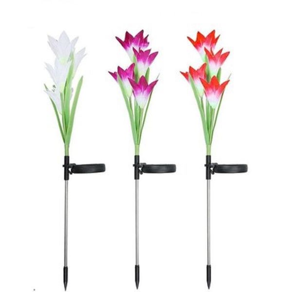 

decorative flowers & wreaths 10pcs solar lily light color gradient 4led ground plug lights garden lawn outdoor artificial