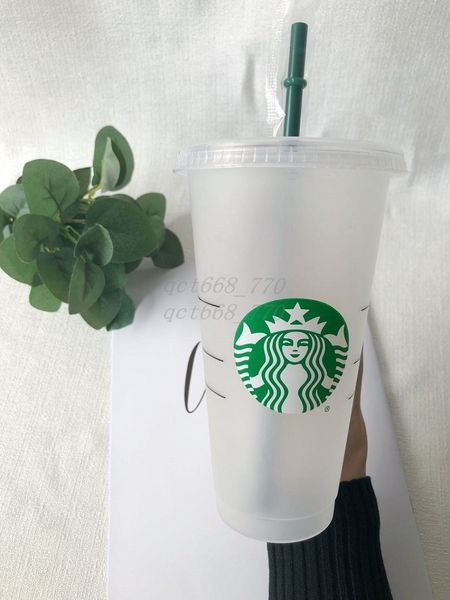

mermaid goddess starbucks 24oz/710ml plastic mugs tumbler reusable clear drinking flat bottom pillar shape lid straw cups 100pcs 1