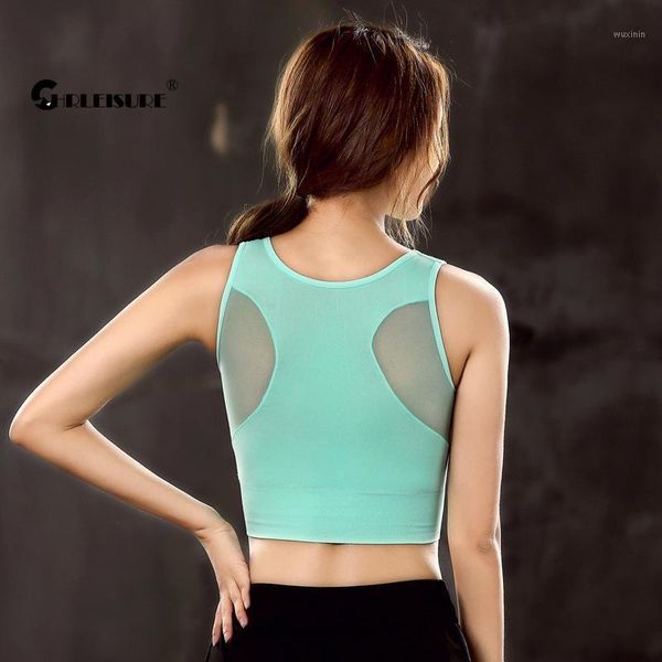 

yoga bra net yarn beautiful back shockproof sports fitness running breathable sweat spiral hem gym vest outfit