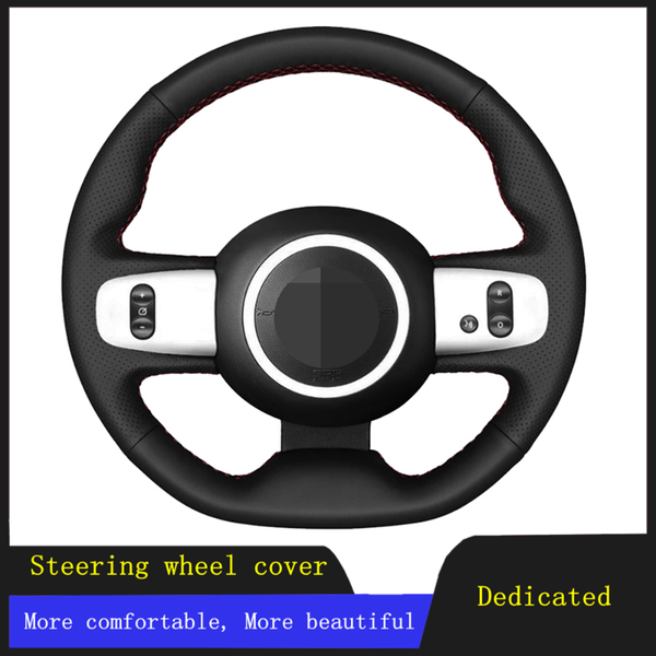 

steering wheel covers car accessories cover black hand-stitched non-slip breathable artificial leather for twingo 3 2014-2021