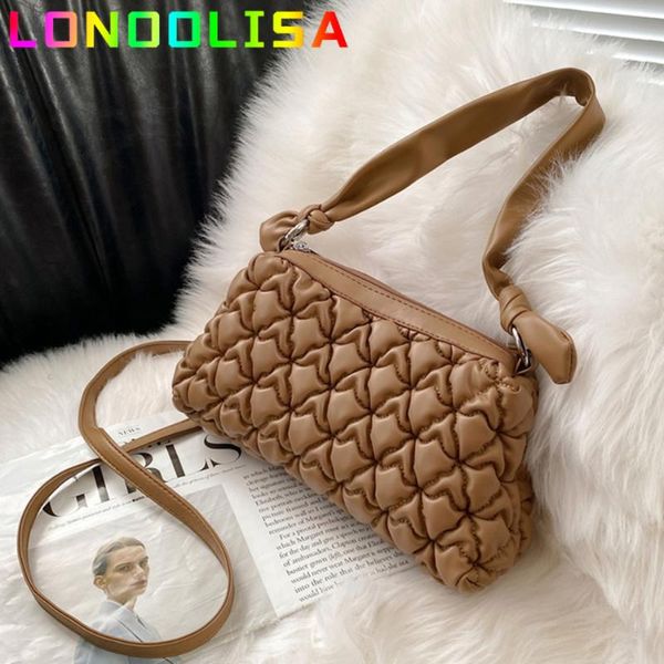 

evening bags pleated winter crossbody bag fashion soft pu leather women's designer handbag shoulder messenger phone purses