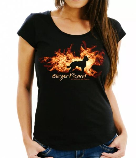 

Ladies T-Shirt Berger Picard fire and flame by siviwonder Dog Motif, Mainly pictures
