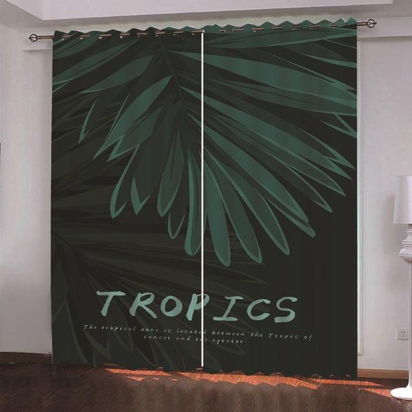 

curtain & drapes green curtains customized size luxury blackout 3d window for living room leaf