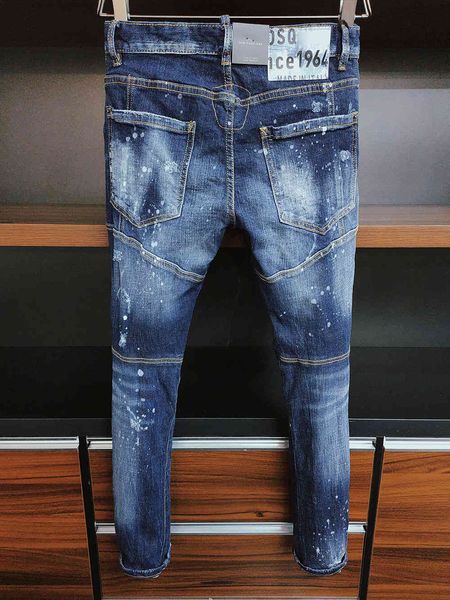 

men's jeans phantom turtle classic fashion man hip hop rock moto mens casual design ripped distressed ny denim biker 6122, Blue