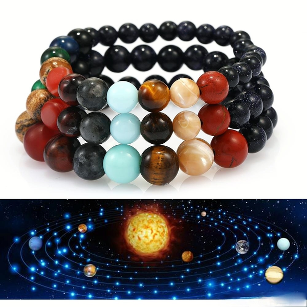 

galaxy eight planets beaded bracelets men and women natural stones universe solar system yoga chakra bracelets for men and women jewelry 202, Black