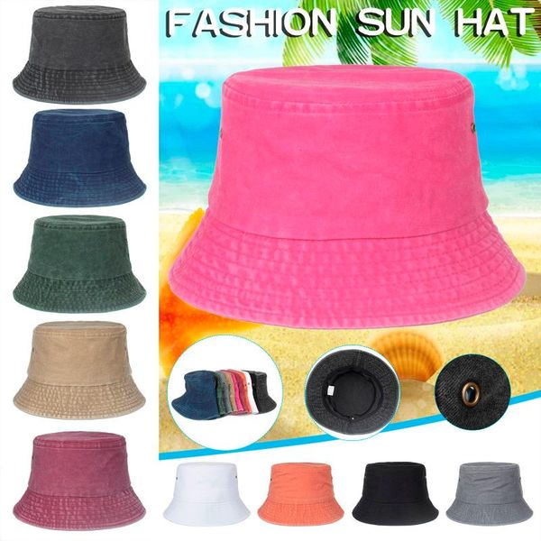 

summer foldable bucket hat solid color fisherman fashion wild sun protection cap outdoors hats caps korean style 2021 beanies
