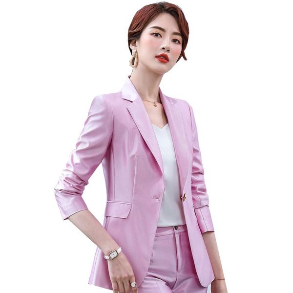 

women's suits & blazers fashion ladies solid blazer jacket women pink yellow champagne blue for office business wear size, White;black