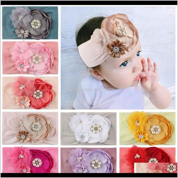 

baby kids maternity drop delivery 2021 hair accessories baby 3 beads floral headdress childrens nylon stockings burning lace headband zlqru, Slivery;white