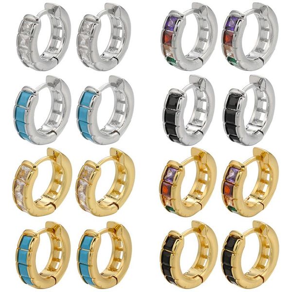 

hoop & huggie zhukou gold silver color small earrings handmade cz crystal round women fashion jewelry wholesale ve398, Golden;silver