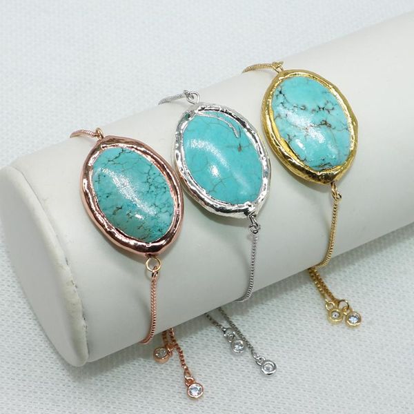 

charm bracelets handcrafted oval blue stone bracelet natural metal chain charms wholesale jewelry 4990, Golden;silver