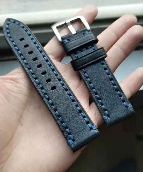 

watch bands 20mm 22mm 24mm handmade genuine leather thick line cowhide strap men's black band fashion wristband, Black;brown