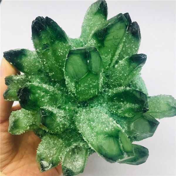 

decorative objects & figurines 500-600g natural crystal green beautiful flame halo quartz cluster specimen
