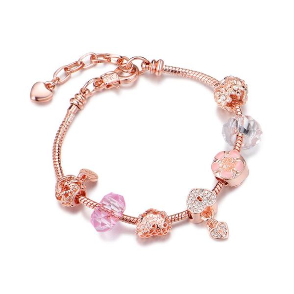

link, chain love extension fashion rose gold beads color faceted rhinestone bracelets&bangles female charm party jewelry gift, Black