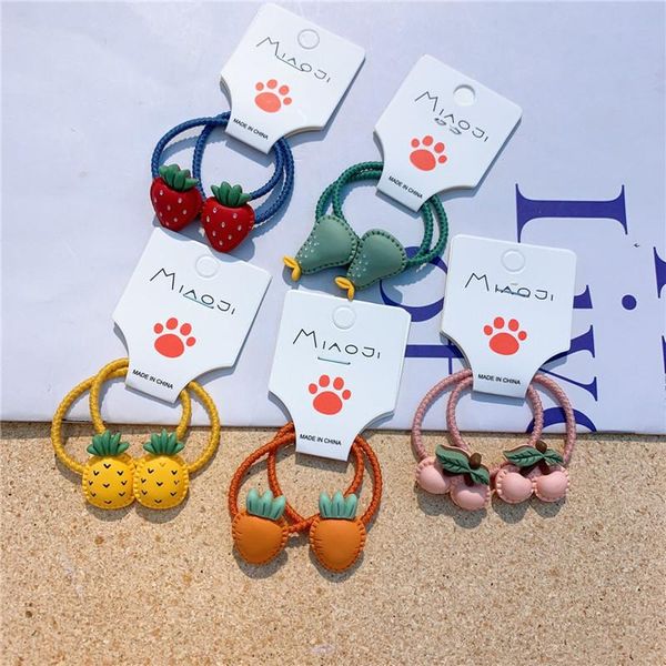 

korea style cute girl hair ropes stereoscopic fruit vegetables rubber bands for children fashion accessories, Slivery;white