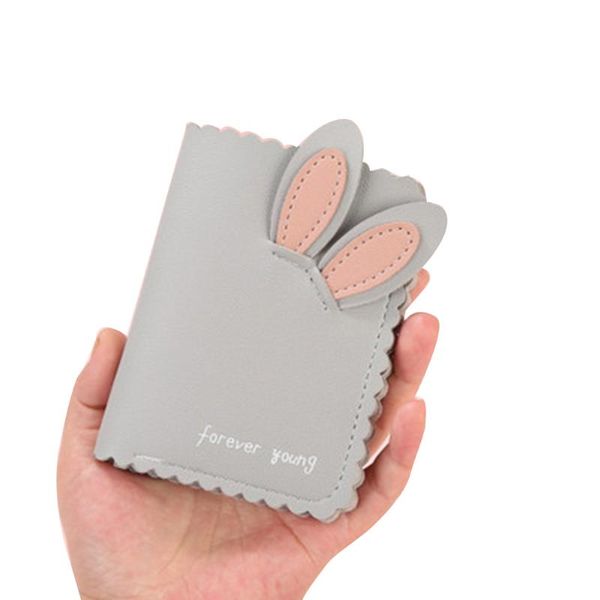 

card holders women small wallet lovely ears wallets cards holder short design purse girls cash -mx8, Brown;gray