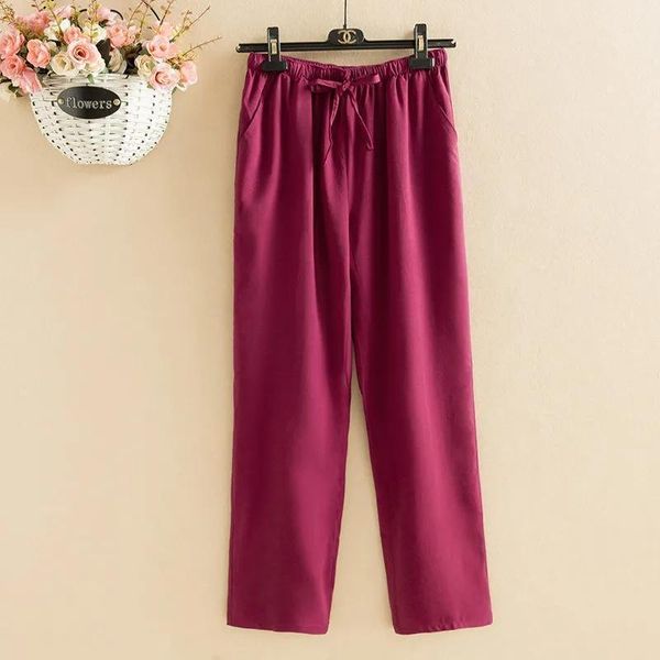 

women's pants & capris casual plus size high-end thin mulberry silk nine-point summer style drawstring high-waist straight-leg, Black;white