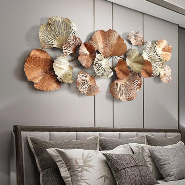 

decorative objects & figurines chinese style wall hanging living room light bedroom three dimensional metal art gingko decoration