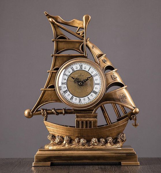 

desk & table clocks clock jalor decoration home decor retro arabic art garden sailboat sculpture luxury digital mute office el antique